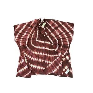 Trucloth Maurces One Size Open Front Tie Dye Kimono Burgundy White Festival Boho